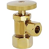 Westbrass A105-01 Round Handle Angle Stop Shut Off Valve, 1/2" Copper Pipe Inlet with 3/8" Compression Outlet, Polished Brass