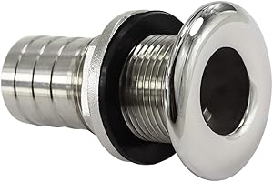 keehui 316 Stainless Steel Durable Combo Stainless Steel Thru-Hull Fitting w/Nut with Custom Gasket Boat Plumbing Fittings for Boats, Yachts, Marine
