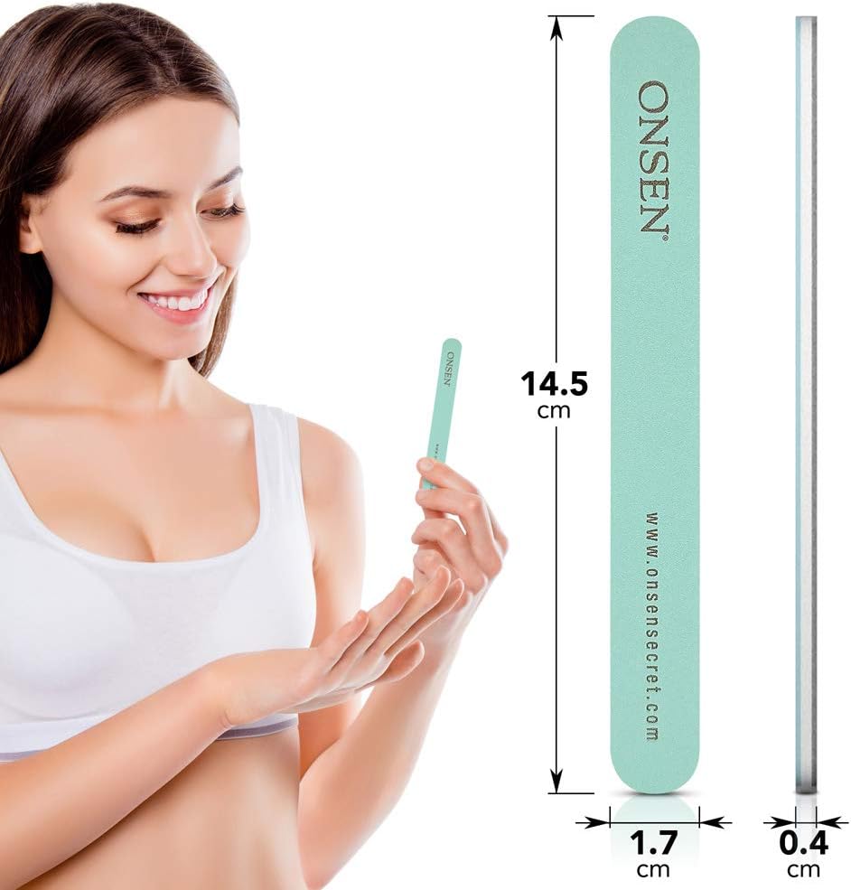 Onsen Secret Japanese Nail File, Professional 10-Pack Nail Files, Double Sided Natural & Acrylic Nail Filers, 120/180 Grit - Image 4