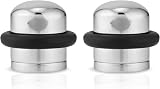 XFORT Polished Chrome Floor Door Stopper 2 Pack - Rubber Ring Soundproof Wall view 1