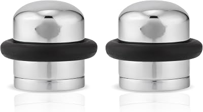 XFORT Polished Chrome Floor Door Stopper 2 Pack - Rubber Ring Soundproof Wall