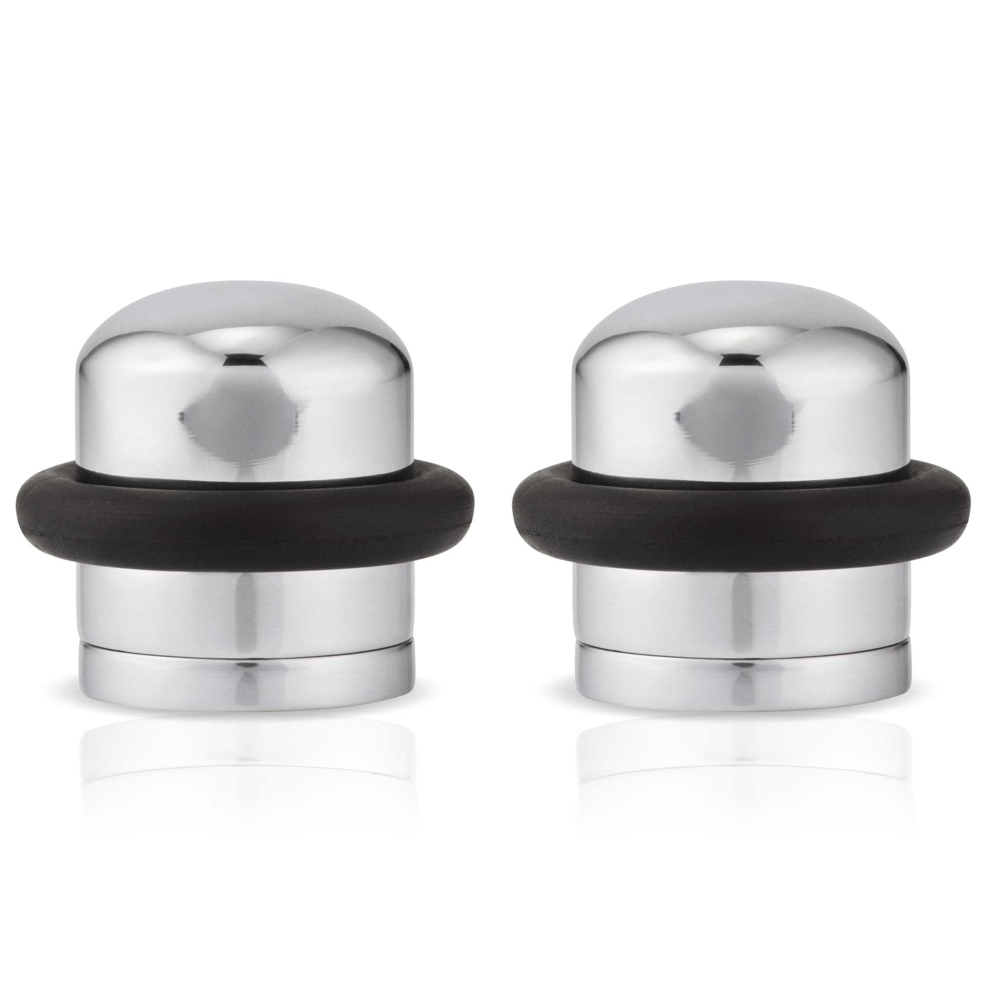 XFORT Polished Chrome Floor Mounted Door Stopper - Soundproof Door Stop with Rubber Ring to Protect Doors, Walls & Skirting - Internal and External, 2 Pack