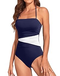 Holipick Women Navy Blue and White One Piece