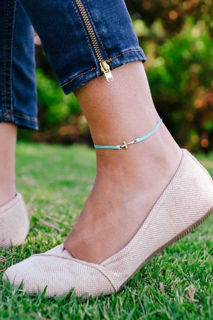 Cross anklet, ankle bracelet with silver cross charm