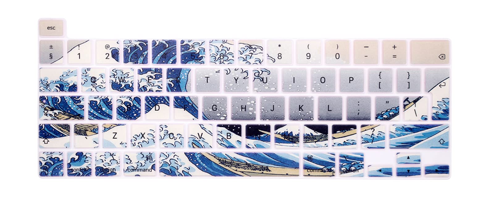 MMDW English Silicone Keyboard Cover Skin for MacBook Pro 16 2019 A2141 for MacBook New Pro 13.3 inch A2338 M1/A2251/A2289 with Touch Bar & Touch ID European Version(Sea Wave)