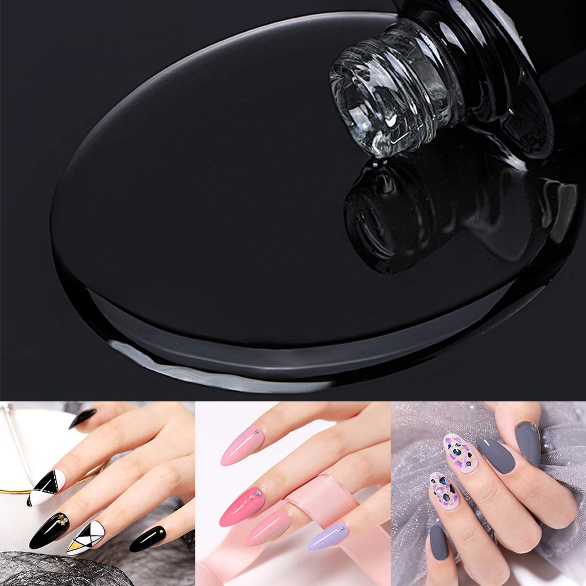 No Wipe Top Coat Base Coat for Gel Nail Polish - Shine Finish and Long Lasting, Soak Off UV LED Gel(2PCS, 10ml Each Bottle) : Beauty