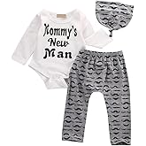 Aoswep Newborn Infant Baby Clothes Long Sleeve Romper + Pants + Hat 3PCS Outfits Set