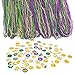 JOYIN 96 Pieces Mardi Gras Beads Beaded Necklace with 192 Temporary Tattoos Mardi Gras Party Favors Accessory and Supplies