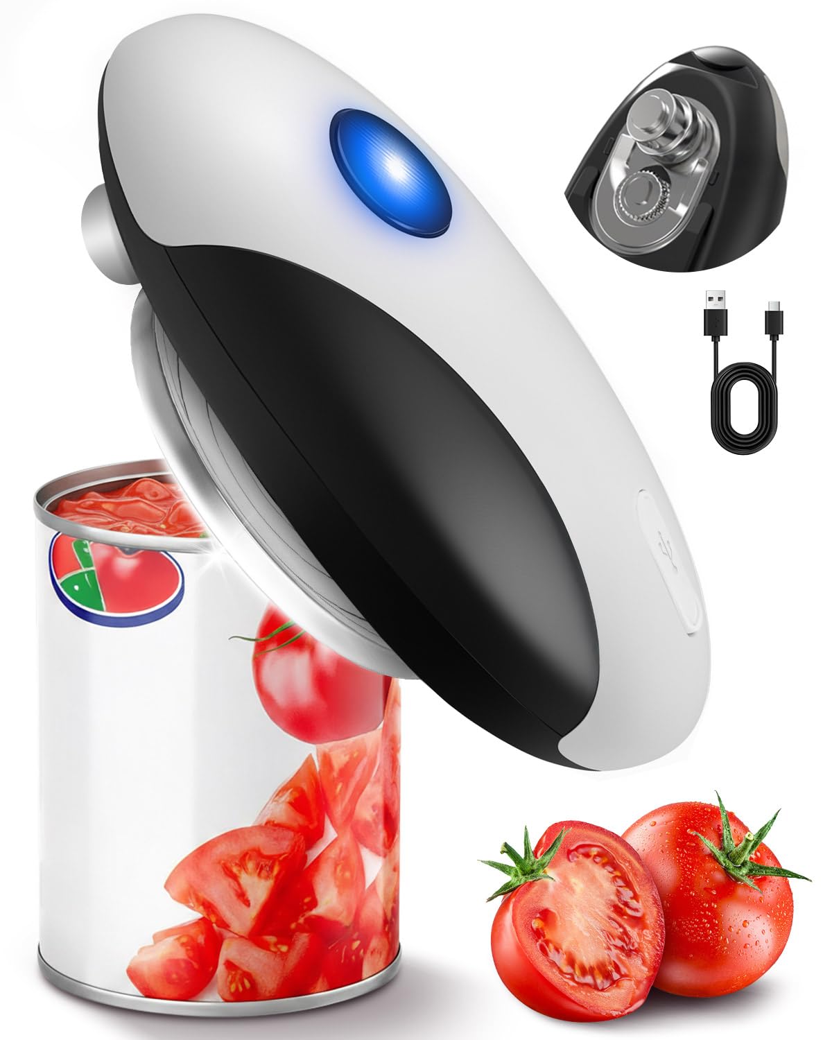 Photo 1 of Electric Can Opener, One-Touch Automatic Hands Free Can Opener, Smooth Edge, Rechargeable Cordless Can Opener Fits Most Cans, Great for Seniors & Arthritis