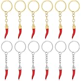 AHANDMAKER 12Pcs Italian Horn Keychains, Red Chili Pepper Keychain with Keyring Metal Luck Charms for DIY Jewelry Making Necklaces Bag Decorations Car Pendants Gifts