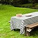LTC LINENS 60 in. x 102 in. Black and White Checkered Rectangular Tablecloth-Black Gingham Table Cloth for 6 Feet Rectangle Table - Stain Resistant, Washable Fabric Plaid Table Cover for Picnic, Party