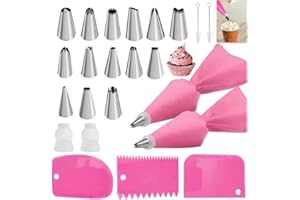 Bake Cake Decorating Kit,KLHCDUO 23pcs Piping Bags and Tips Set,2 Reusable Silicone Pastry Bag,14 Stainless Steel Nozzle Icin