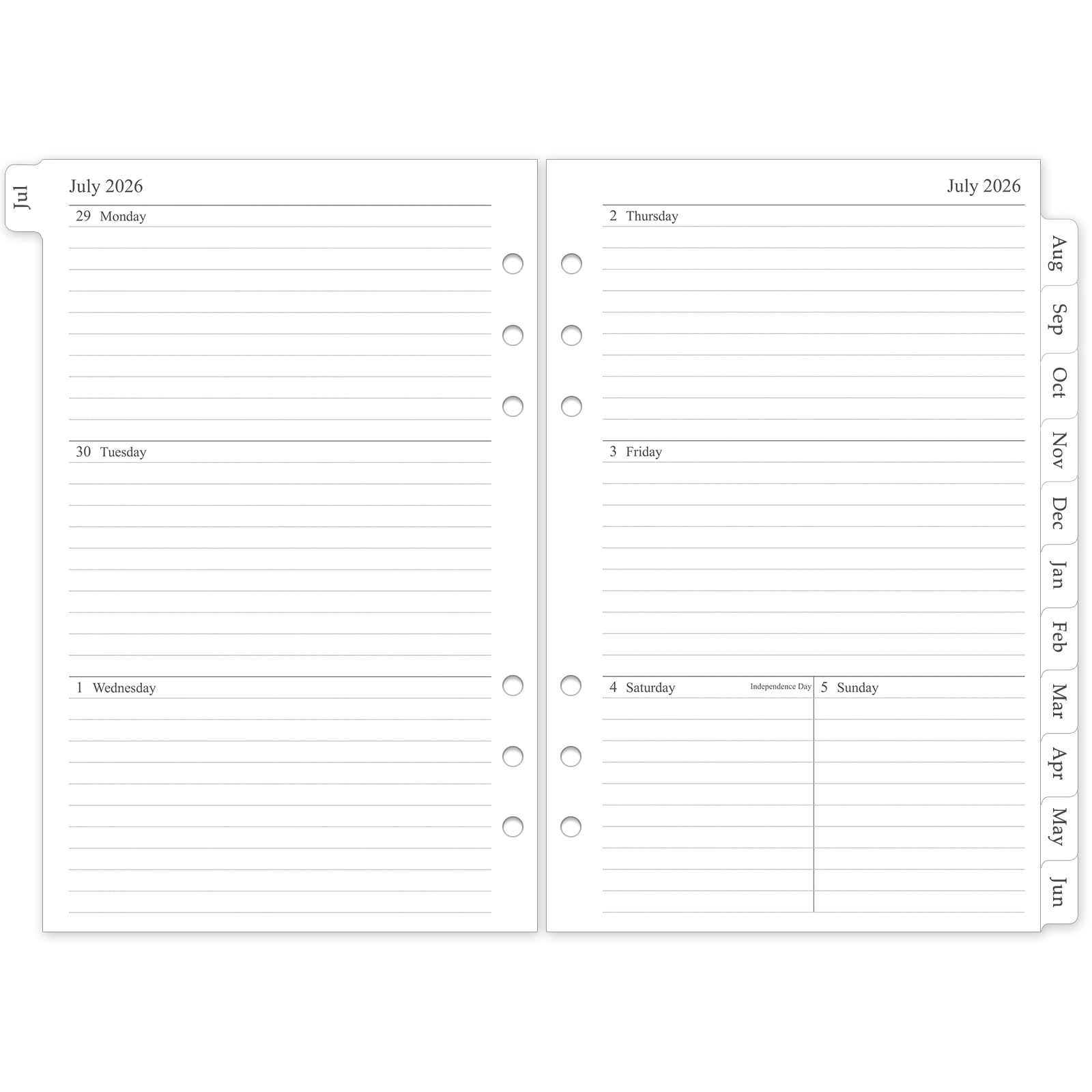 Photo 1 of 2026-2027 Weekly & Monthly Planner Refill, A5 Medium Planner Inserts for 6 Holes, 5.5"x8.5", July 2026 - June 2027, 12 Monthly Calendars with Laminated Tabs, 6-Hole Punched