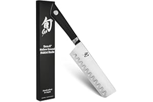Shun Sora 6" Hollow Ground Nakiri Knife, Handcrafted Japanese Vegetable Knife, VG10 Steel Edge and 420J Stainless Steel Blade