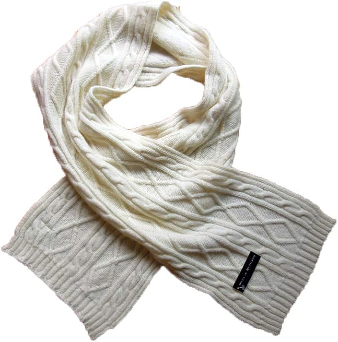 Amazon Co Jp Robert Mackie ロバート マッキー Aran Scarf アランニット マフラー 1 White ホワイト 服 ファッション小物