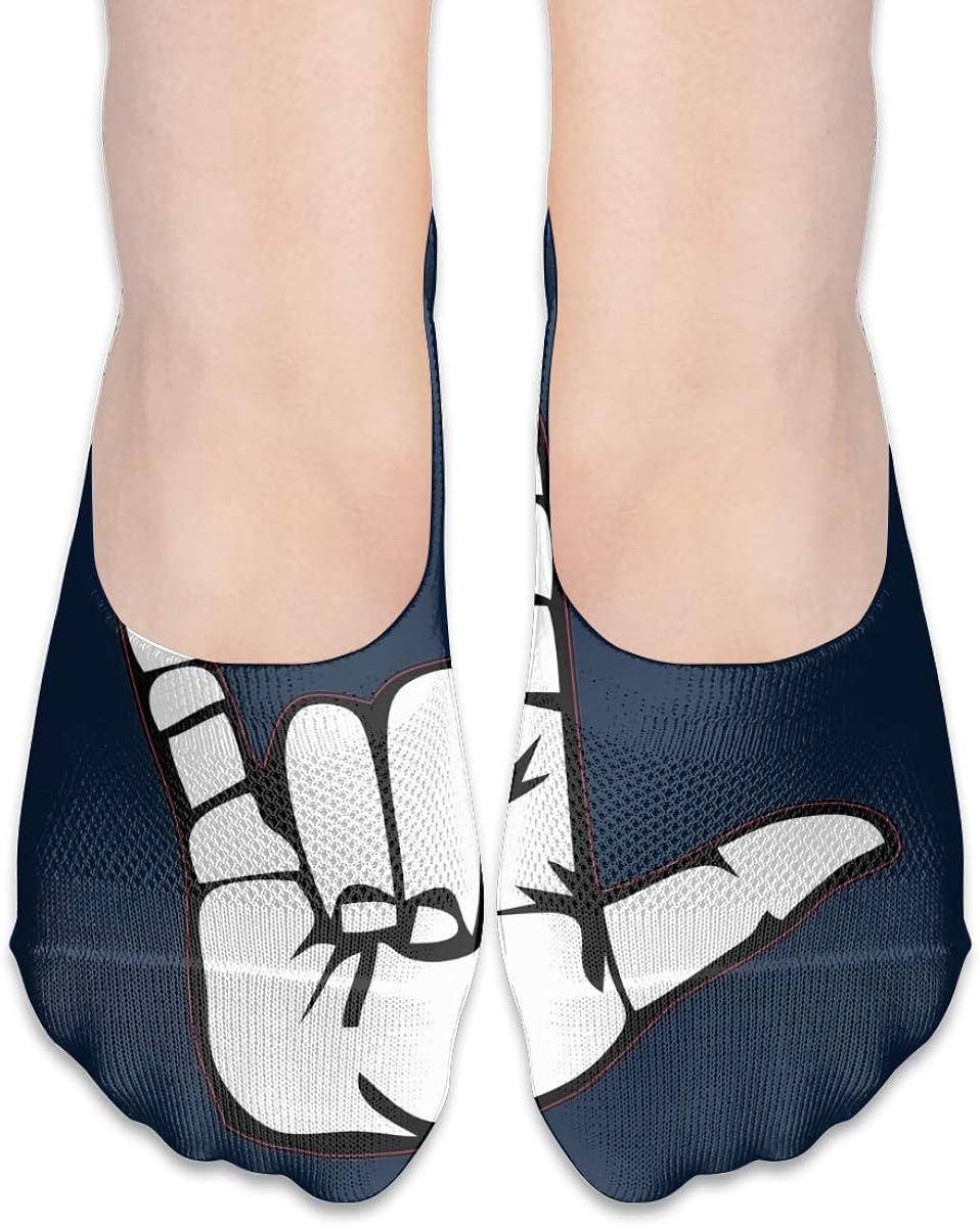 ASL American Sign Language I Love You Womens Liner Socks Low Cut No Slip Ankle No