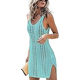 Sulozom Women Swimsuits Cover Ups Crochet Bathing Suit Tassel Bikini Coverup Beach Swimwear