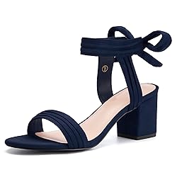 Womens Open Toe Ankle Tie Back Low Block Chunky