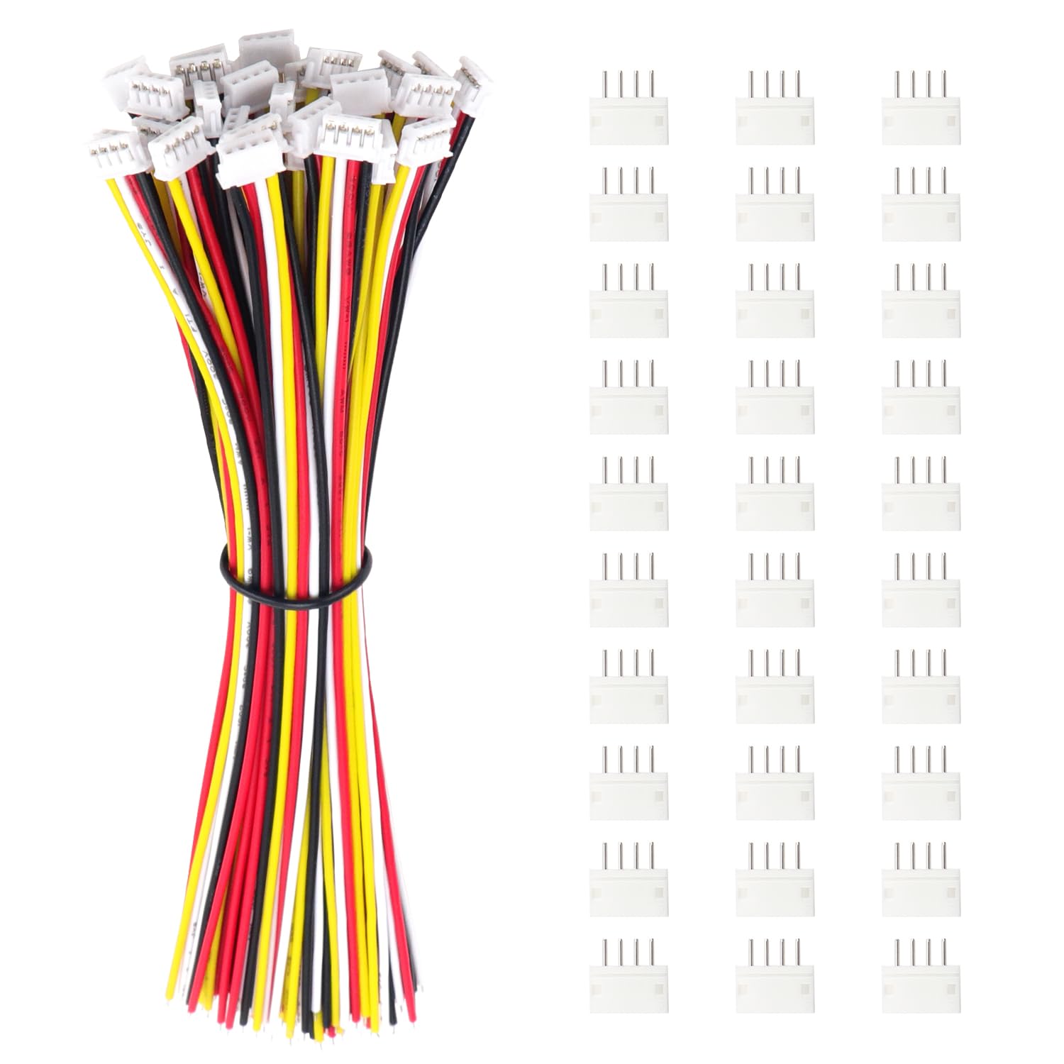 Lyeteung 30 Sets Mini Micro JST 1.5 ZH 4 Pin Connector Plug Male with 150mm 26AWG Cable & Female Connector