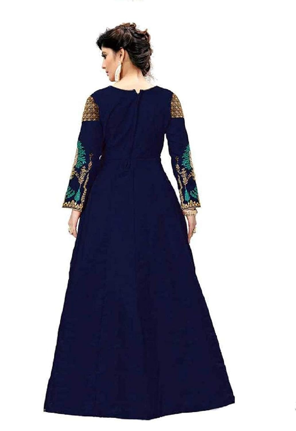 dharmee women's heavy embroidered semi stitched anarkali gown
