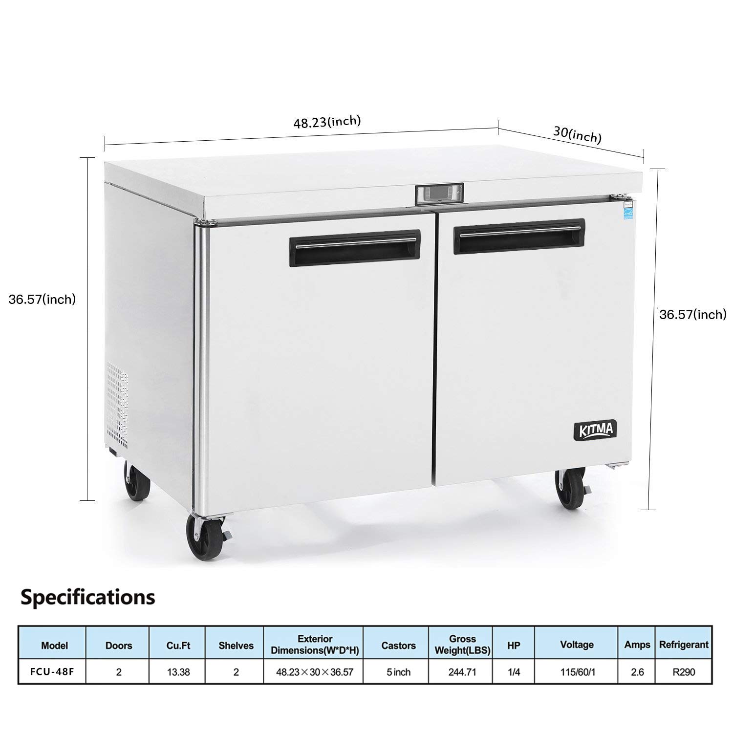 Amazon Com Commercial 2 Door Undercounter Freezer Kitma 13 Cu