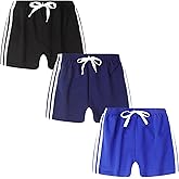 Jagrove Toddler Boys Girls Shorts 3 Pack Kids Active Running Athletic Shorts Summer Sport Jogger Short Pants with Stripe