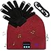 Deego HD Stereo Premium Sports Bluetooth Hat Wireless Smart Beanie Headset Musical Knit Hands-Free Headphone Speaker Hat Speaker phone Cap Microphone + Touch Screen Gloves (Red Cap1+Black Gloves1)