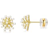 Aleasha Cluster Pearl Earrings Gold Small Pearl Stud Earrings for Women Wedding Party Jewelry