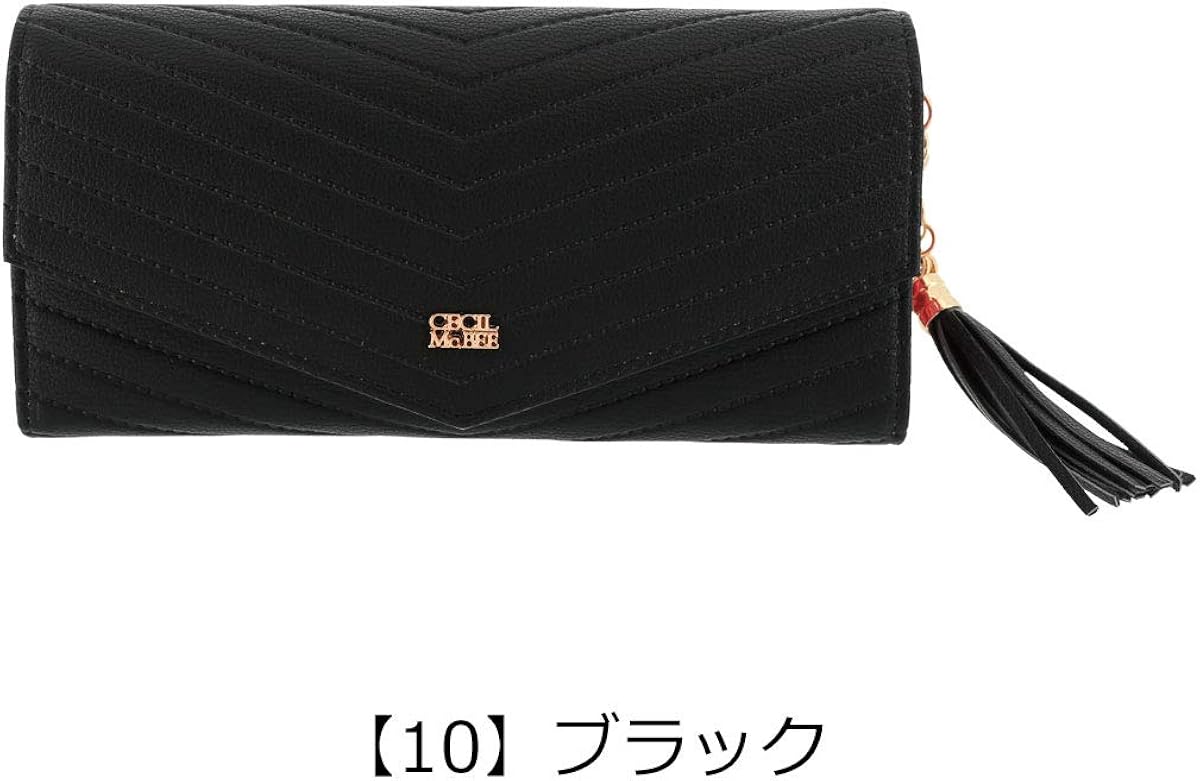 Amazon セシルマクビー 長財布 V字型押し レディース 10 ブラック Cecil Mcbee セシルマクビー 財布