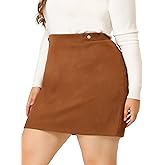 Agnes Orinda Plus Size Skirts for Women Faux Suede Sexy Short Bodycon Mini Skirt 2024