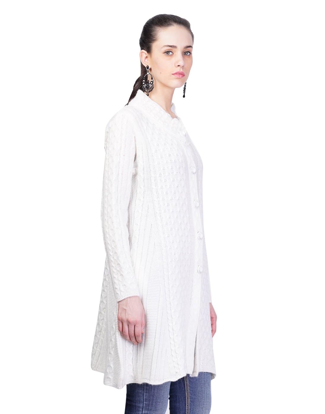 montrex white designer long coat for women
