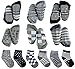Tiny Captain Toddler Boys Grip Socks - Baby Toddler Newborn Kids Boys Non Slip/Anti Skid (Black, White, Grey - 6 Pairs, 1-3 Year Old)
