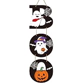 Halloween Door Decorations Halloween Door Sign Ghost Pumpkin Decor Boo Sign | Cute Halloween Decor Wooden Wreaths for Front Door Halloween Door Hanger for Porch Wall Indoor Home Decor