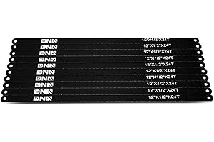 DNA Motoring TOOLS-00108 Replacement Hacksaw Blade, [Pack of 10], 12 inches Heavy-Carbon Steel Replacement Blade w/ 24 TPI, Powder Coated Surface Finish
