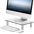 FITUEYES 1 Pack Monitor Stand –Adjustable Glass Computer Monitor Riser, Clear Desktop Stand for Laptop TV Computer Screen, Desk Organization, Office Supplies, DT103801GC