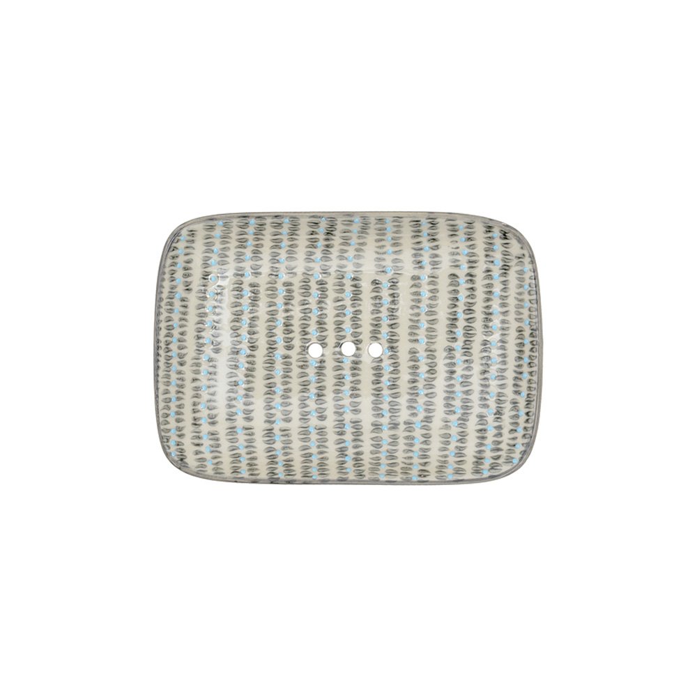 Tranquillo Ceramic LENE square soap dish with drainage holes 13,5 x 9,5 x 2 cm