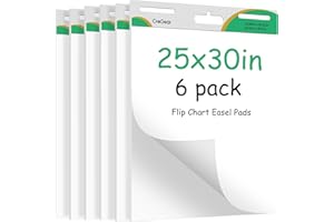 CREGEAR Sticky Easel Pads, 25 x 30 Inches Flip Chart Paper for Teachers, 30 Sheets/Pad, 6 Pads, Large Self-Stick Easel Paper with Sticky Back for Whiteboard, A Trusted Tool for Teaching or Meeting