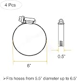 EesTeck 4Pcs Hose Clips 141-165mm 304 Stainless Steel Duct Clamps Worm Drive view 4