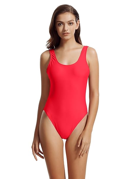 zeraca Damen Hoher Beinausschnitt Rückenfrei Bademode Schwimmanzug