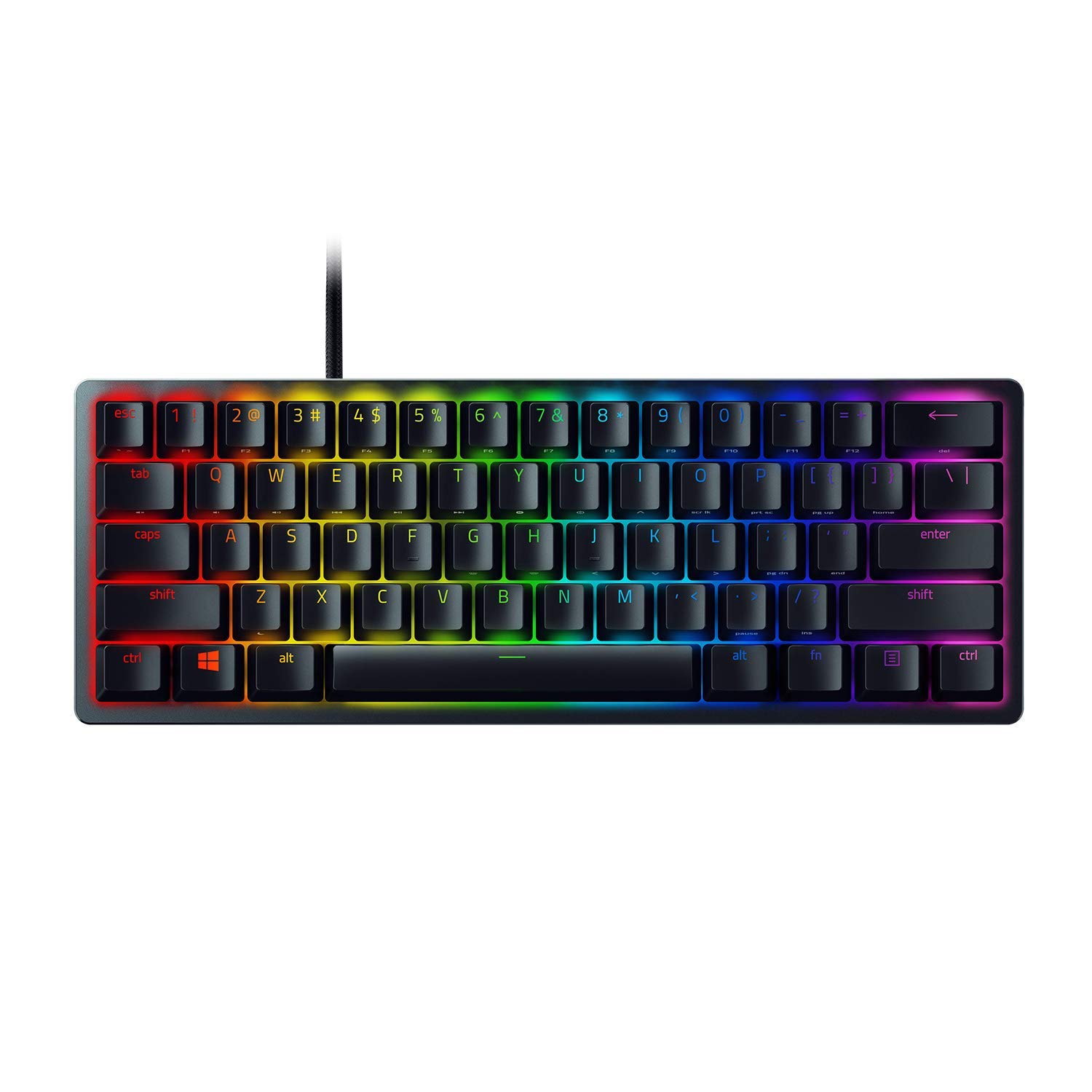Razer Huntsman Mini 60 Percent Wired Optical Clicky Switch Gaming Keyboard with Chroma RGB Backlighting, PBT Keycaps, Mechanical Keyboards for PC Gaming Computer - Classic Black (Renewed) Image
