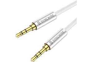 SYNCWIRE 3.5mm Nylon Braided Aux Cable (3.3ft/1m,Hi-Fi Sound), Audio Auxiliary Input Adapter Male to Male AUX Cord for Headphones, Car, Home Stereos, Speaker, iPhone, iPad, iPod, Echo & More – Silver