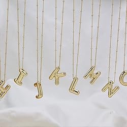 SELFROSE Bubble Letter Necklace for Women,Chunky