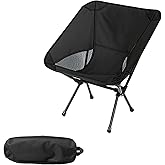 Wind Tour Portable Camping Chair Lightweight Foldable Outdoor Chair for Hiking Camp Backpacking Lawn Beach Fishing Picnic with Carry Bag (Black)