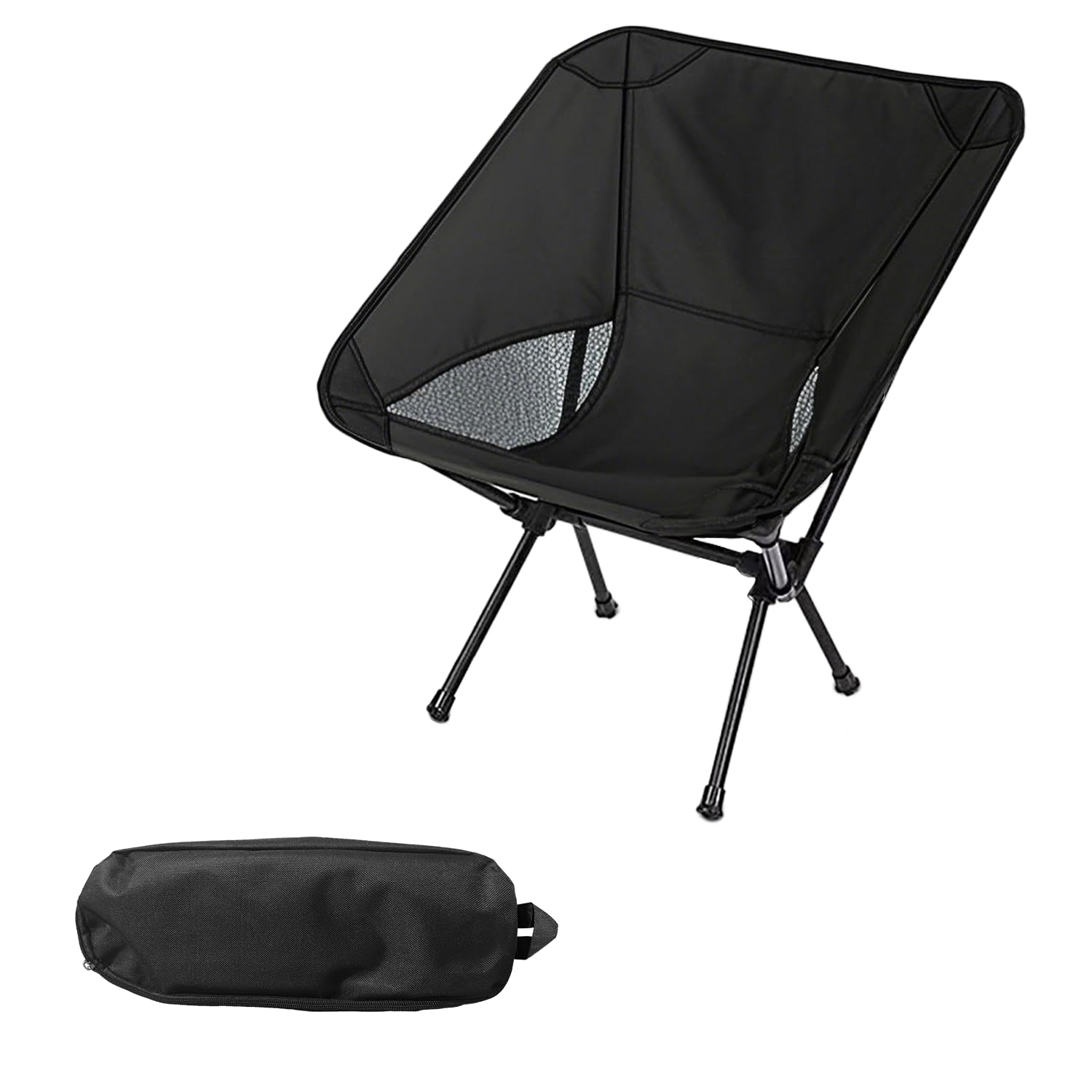 Photo 1 of Wind Tour Portable Camping Chair Lightweight Foldable Outdoor Chair for Hiking Camp Backpacking Lawn Beach Fishing Picnic with Carry Bag (Black)