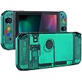 eXtremeRate DIY Replacement Shell Buttons for Nintendo Switch, Back Plate for Switch Console, Housing with Colorful Buttons for Joycon Handheld Controller - Clear Emerald Green [No Electronics Parts]