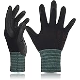 DEX FIT Nylon Work Gloves FN320, 3D Comfort Fit, Power Grip, Lightweight & Breathable, Touchscreen, Gardening, Yard Work, Warehouse, Delivery Driver Gloves; Black 8 (M)