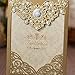 Gold Fortune Paper Laser Cut Wedding Baby Shower Invitation Cards with Flower Hollow Favors Invitation Cardstock for Engagement Birthday Graduation (YC072 Brown)