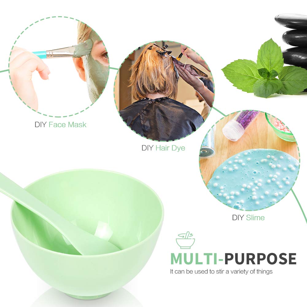 Face Mask Mixing Bowl Set, Teenitor DIY Facemask Mixing Tool Kit with Silicon Face Mask Brush Facial Mask Bowl Stick Spatula Gauges Puff, Pack of 8, Green : Beauty