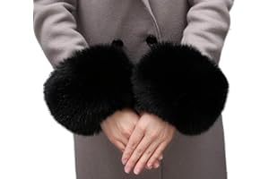 Tngan Winter Faux Fur Arm Warmers Short Furry Wrist Band Ring Cuff for Women