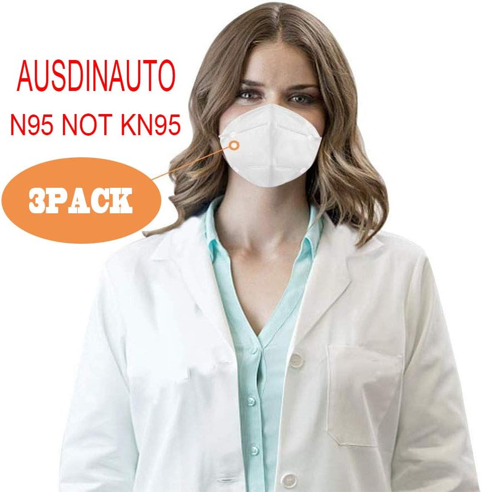 3 Pieces of n95 Mask With Adjustable Nose Clip for Perfect Tight Full Face Seal, 5 Layers of Protection Effective Against fine Airborne Particles, Dusts, Mists and Pollutants